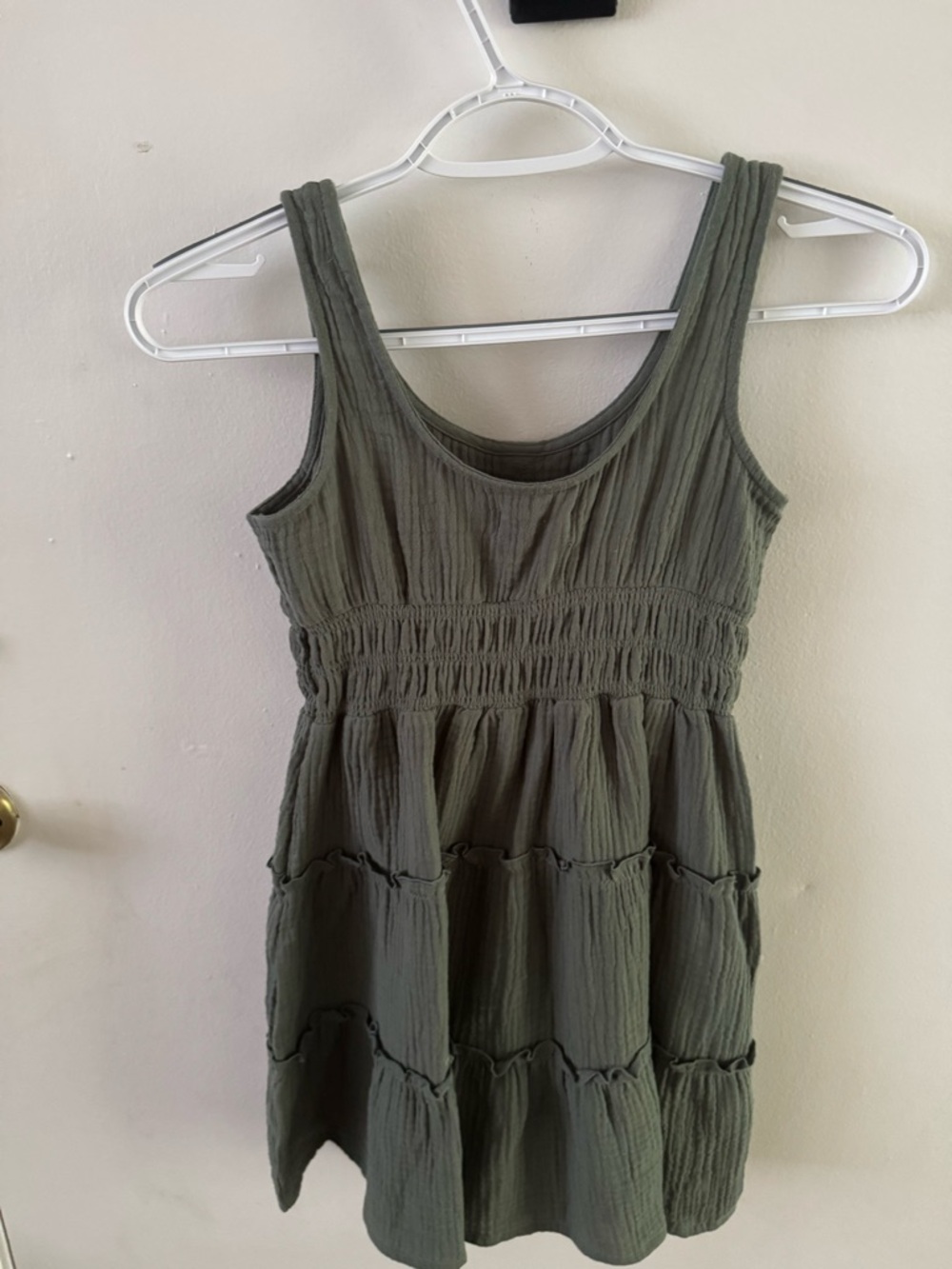 gef France Olive Green Tiered Button-Front Sundress - Picture 2 of 5